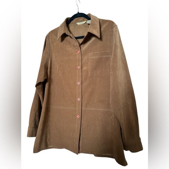 Bechamel Women Shirt Women L Brown Microfiber Button Up Fall is in the air. - Picture 6 of 14